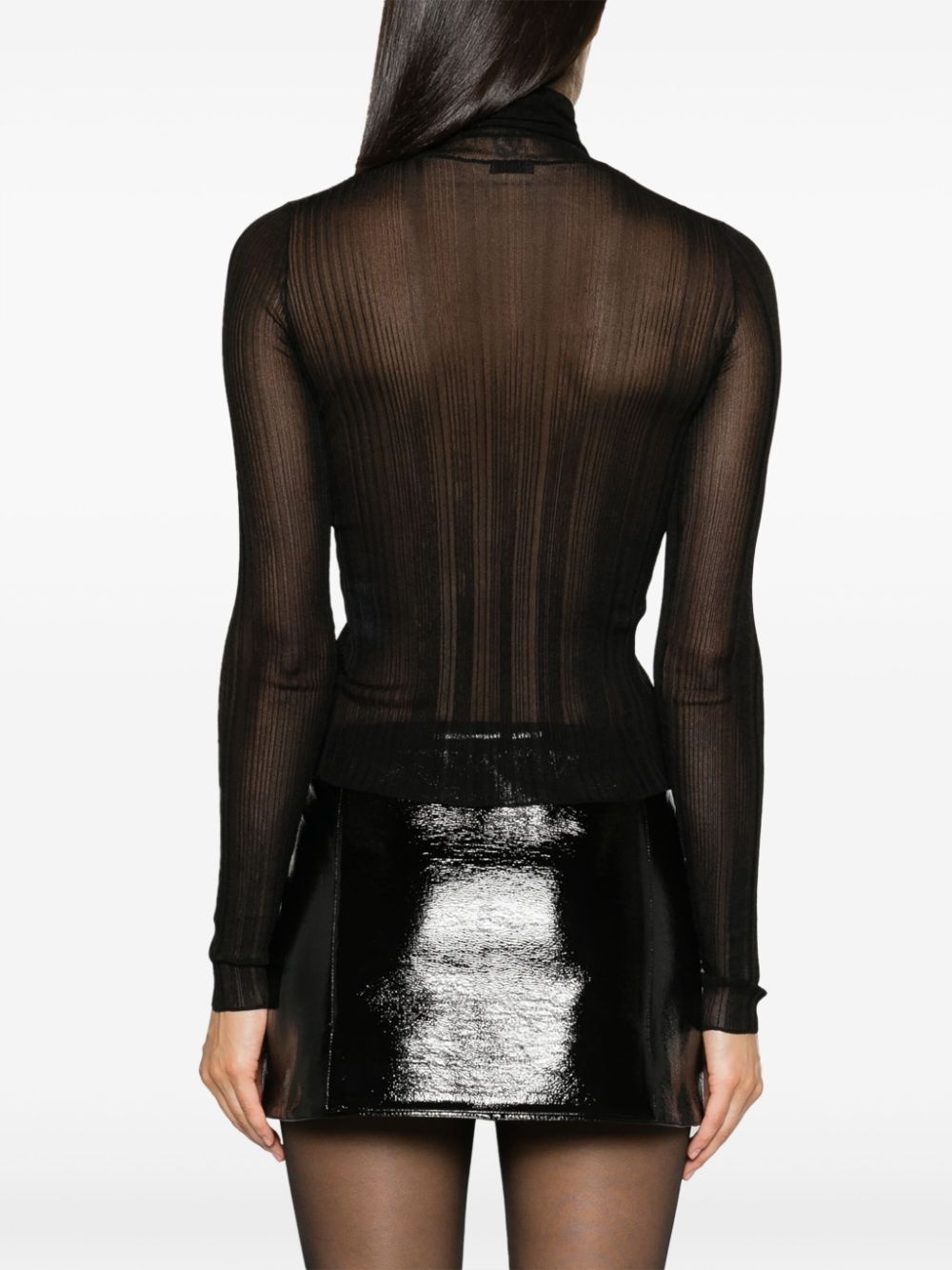 semi-sheer mock-neck top - 4