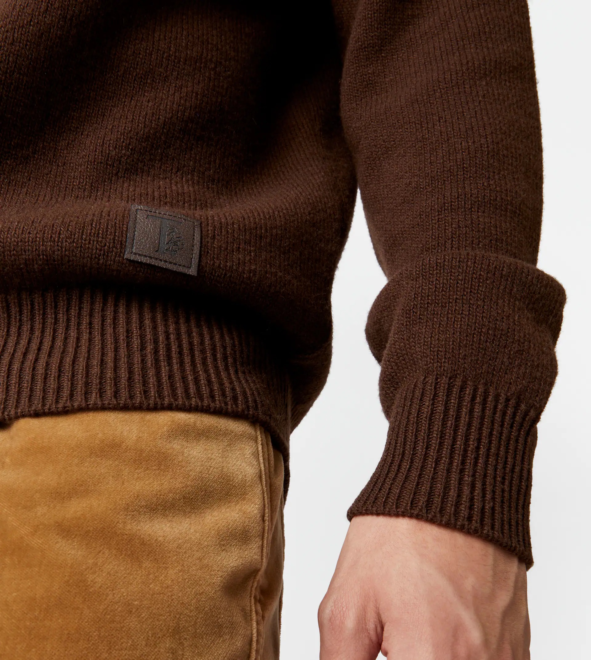 TOD'S CASHMERE BLEND TURTLENECK - BROWN - 5