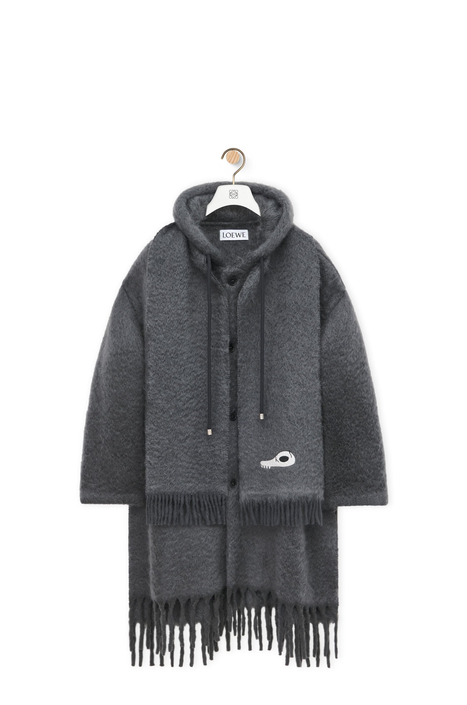 Hooded scarf coat in wool and mohair - 1