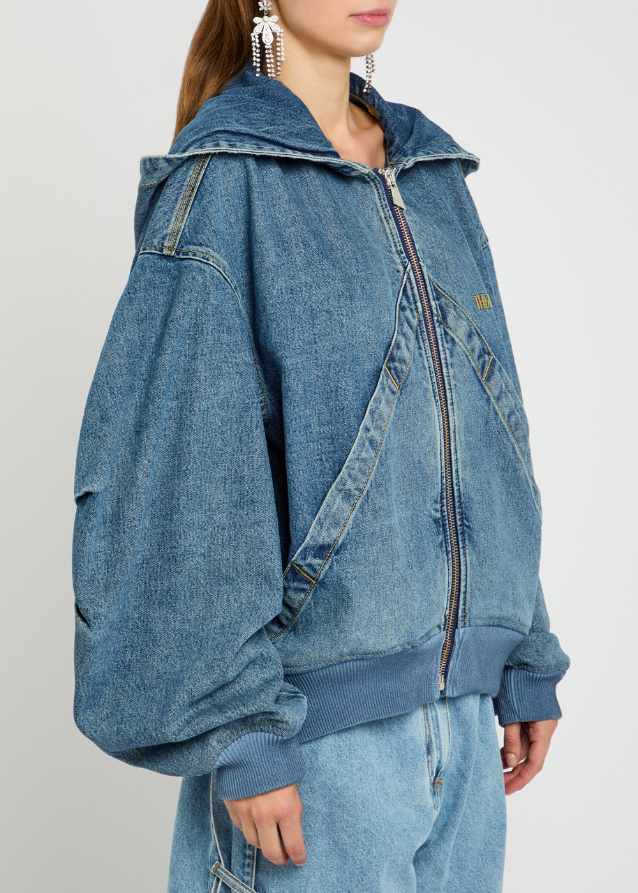 The Attico Hooded Denim Bomber Jacket - 2