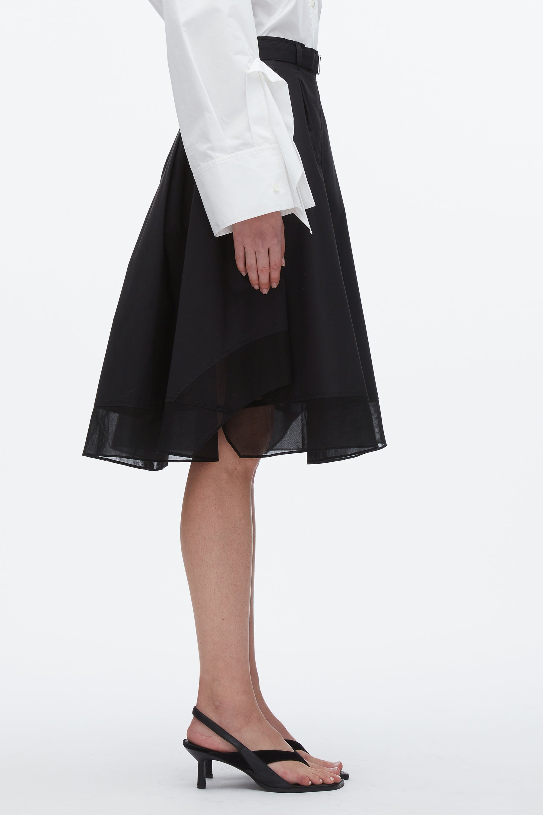 Belted Flounce Skirt with Chiffon Combo - 4