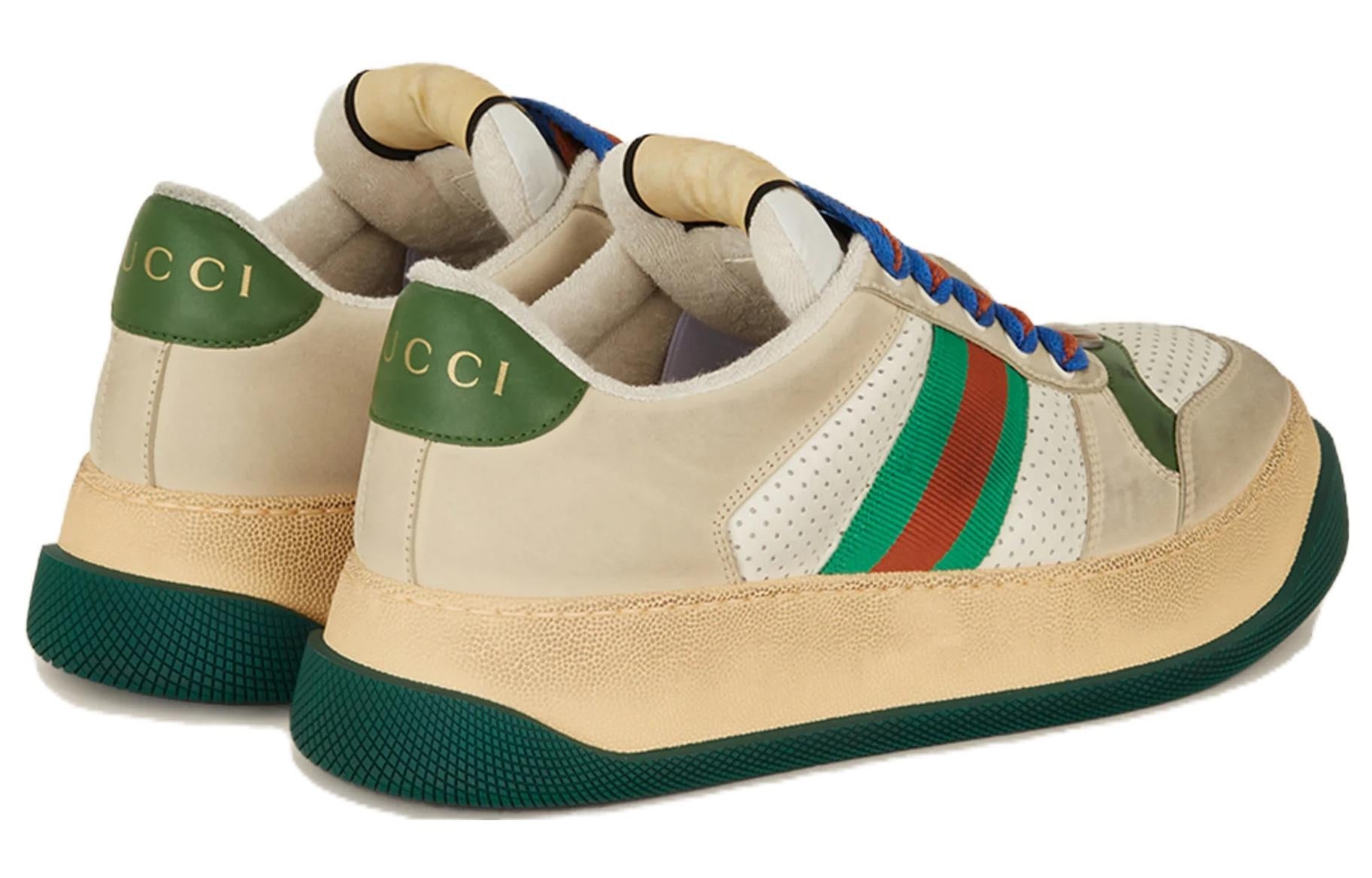 Gucci Screener GG Leather Sneakers 'Beige Green Blue' 756465-0YIA0-9547 - 4