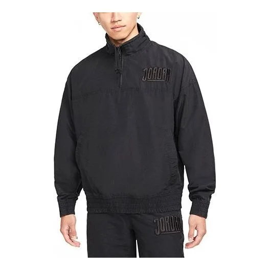 Air Jordan Sportdna Half Zipper Drawstring Athleisure Casual Sports Jacket Black DA7166-010 - 1