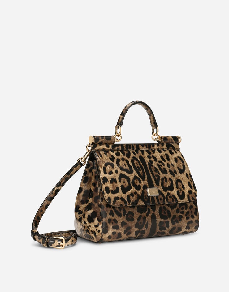 Medium Sicily bag in leopard-print polished calfskin - 3