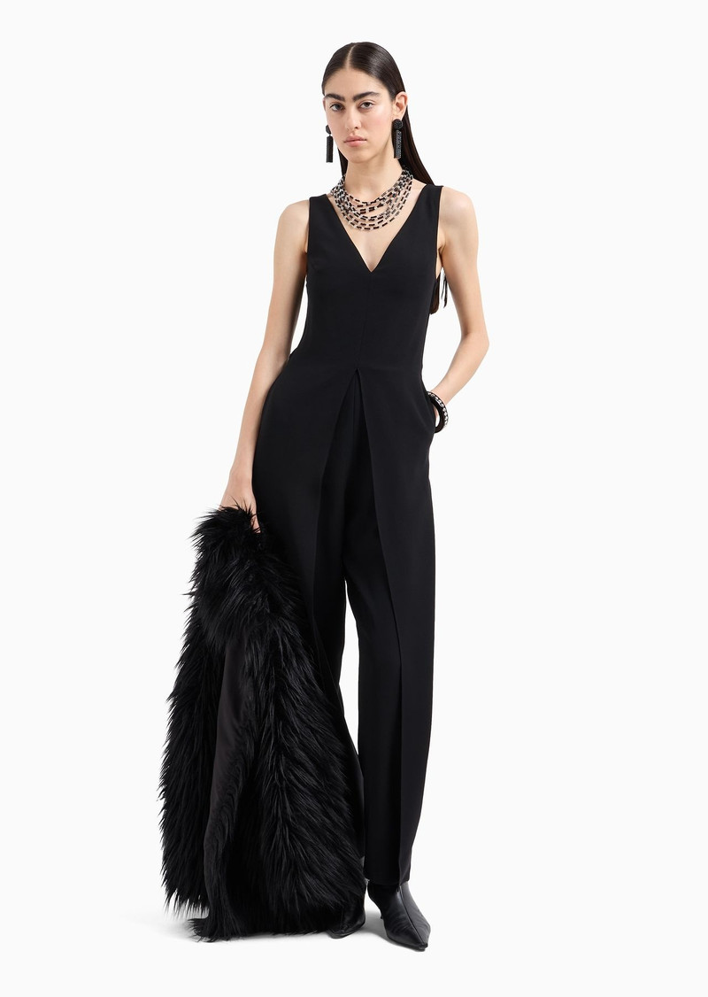 EMPORIO ARMANI V-neck jumpsuit in technical cady outlook
