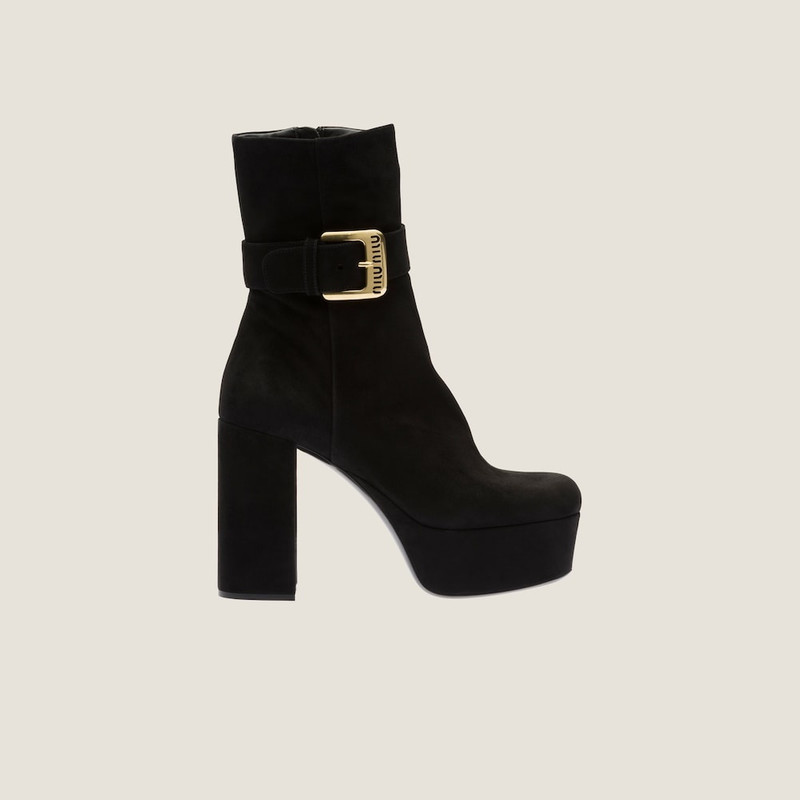 Miu Miu Suede platform booties outlook