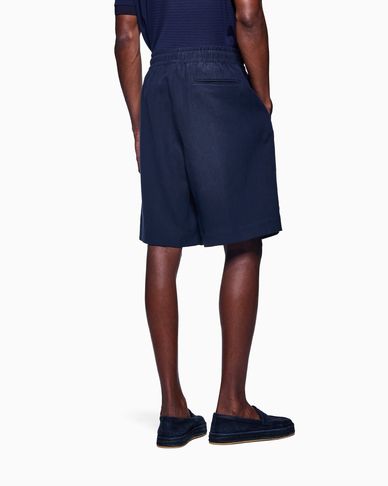 LINEN CANVAS FLAT-FRONT BERMUDA SHORTS - 3