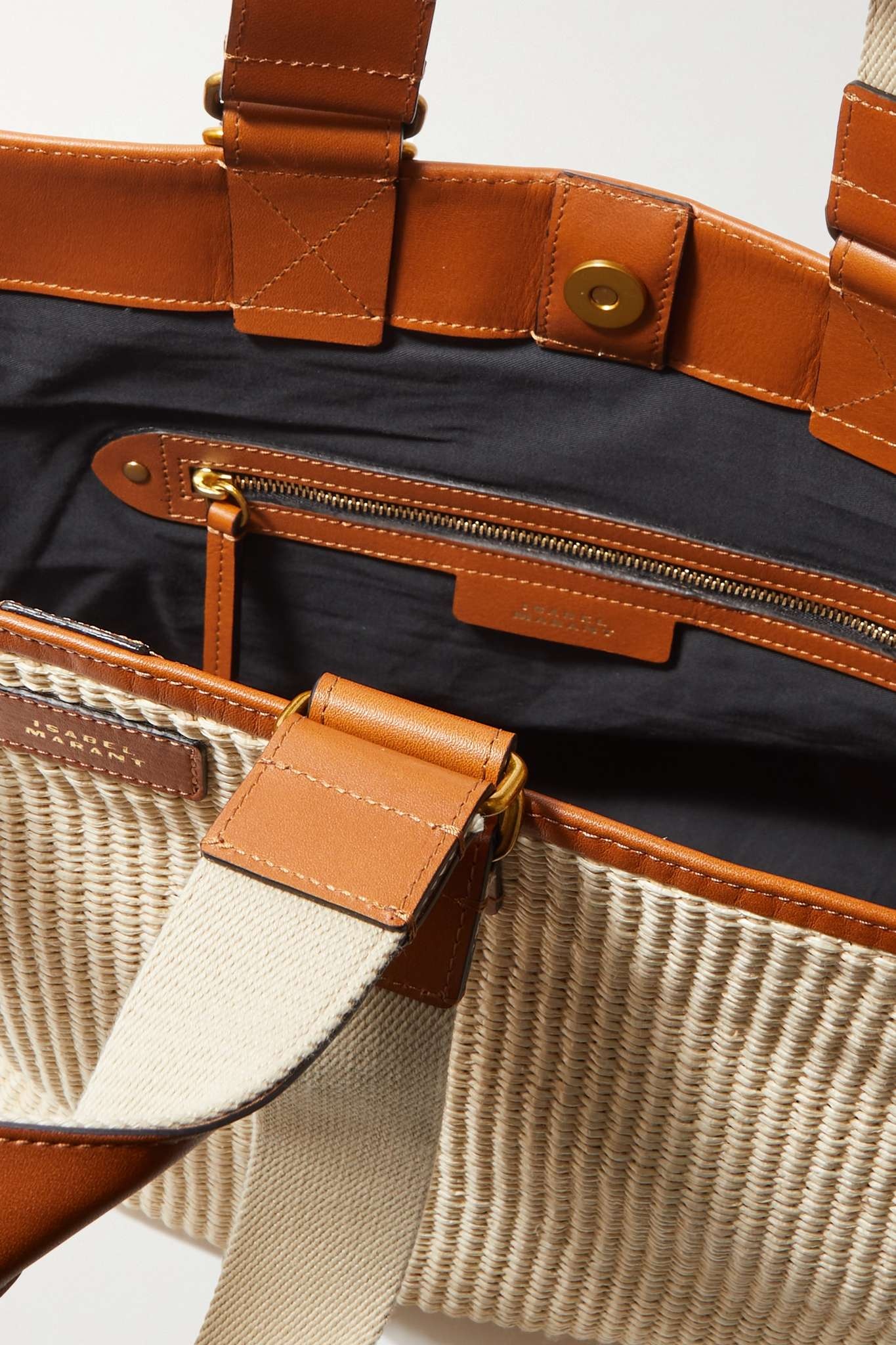 Wardy leather-trimmed raffia tote - 5