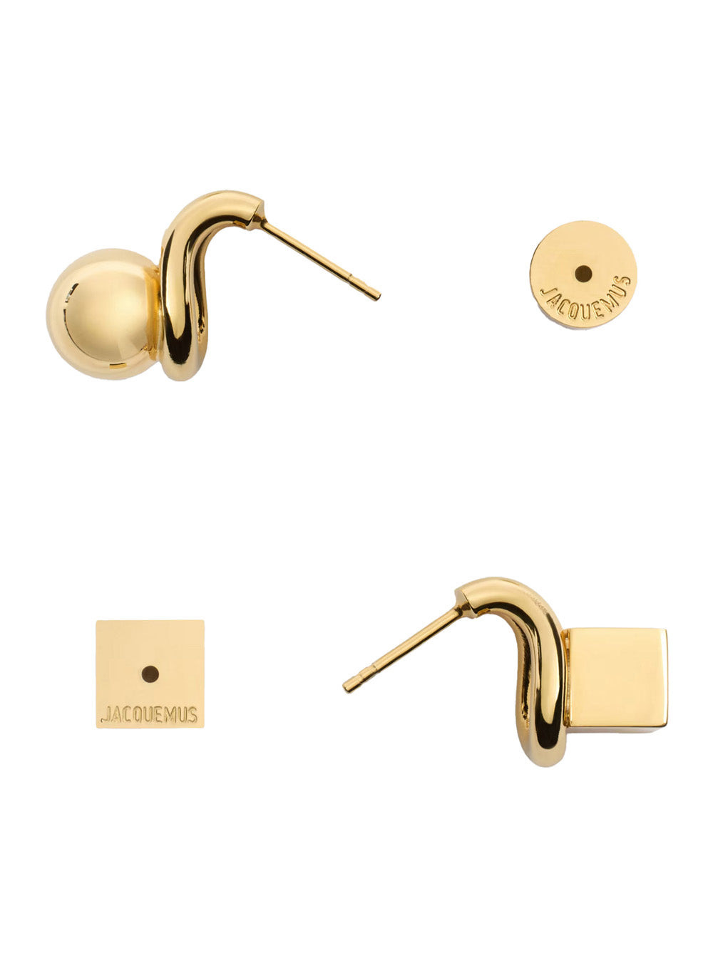 Jacquemus Women 'Les Puces Nodo' Metallic Earings With Rear Butterfly Closure And Rhinestoned Charm  - 2