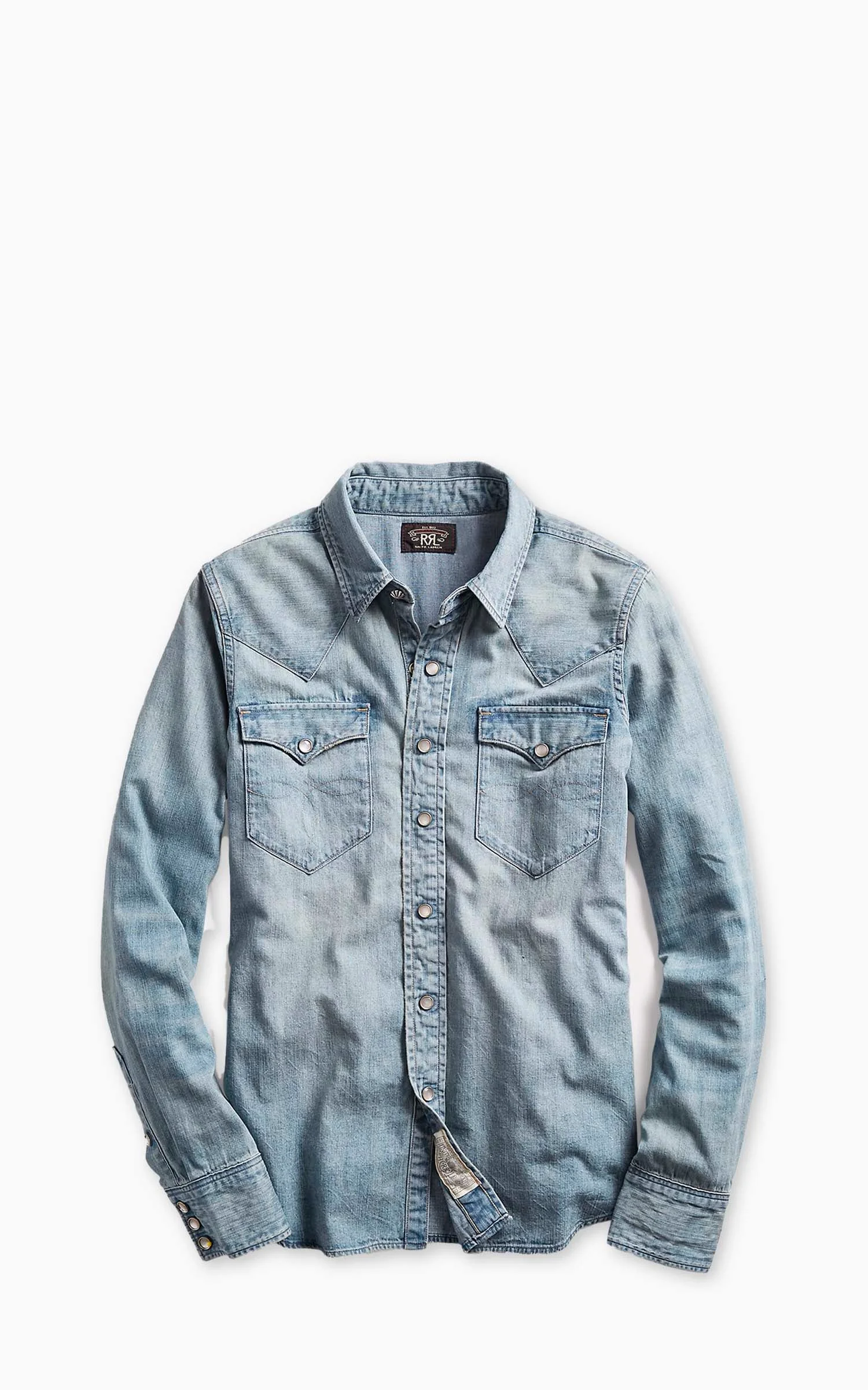 RRL INDIGO DENIM WESTERN SHIRT MEDIUM WASH - 1
