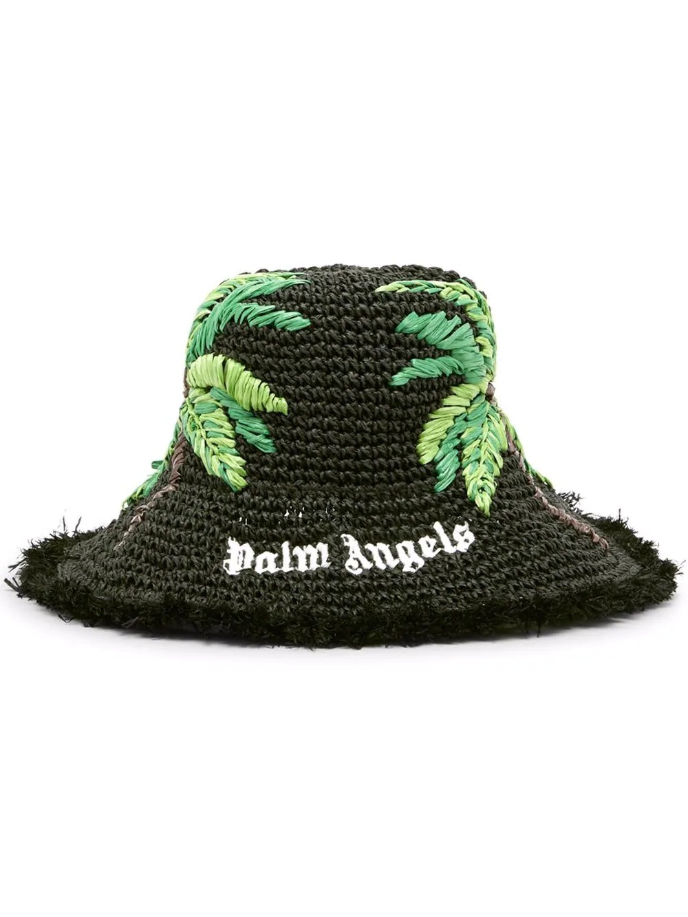 woven palm tree logo sun hat - 1