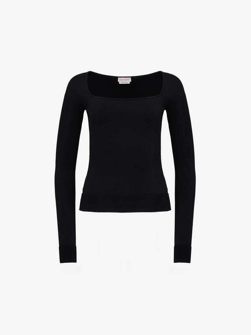 Women's Off-the-shoulder Knit Top in Black - 2