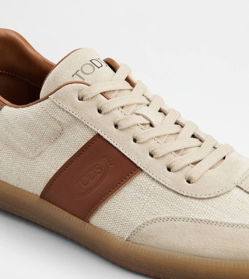 TOD'S TABS SNEAKERS IN FABRIC AND SUEDE - BEIGE, BROWN 5