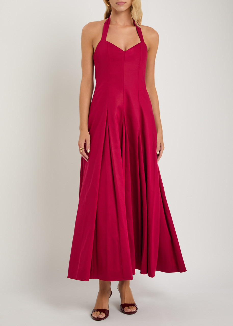 Alice + Olivia Isabelle Pleated Stretch-sateen Midi Dress - 4