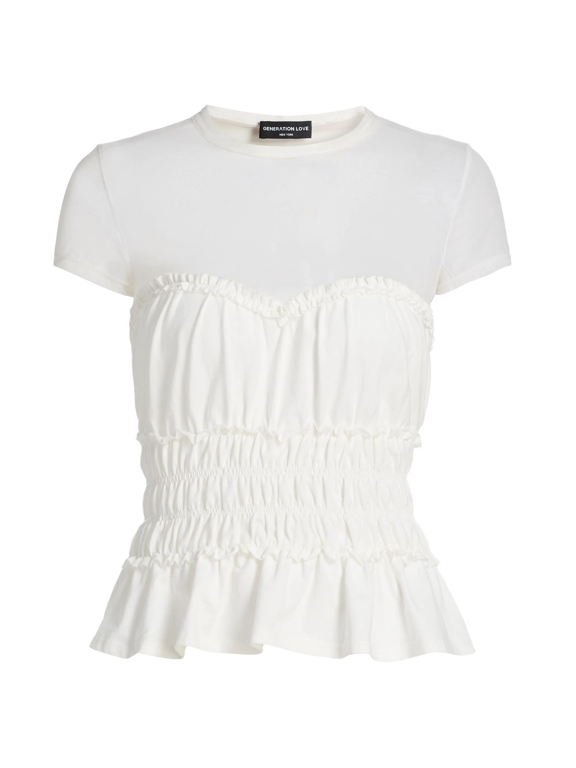 Women's Sigrid Mesh-Trim Peplum Top - White - 1