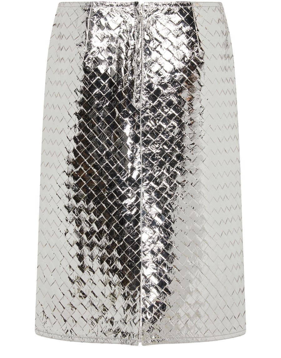 Intrecciato lamb leather Metallic Skirt - 3