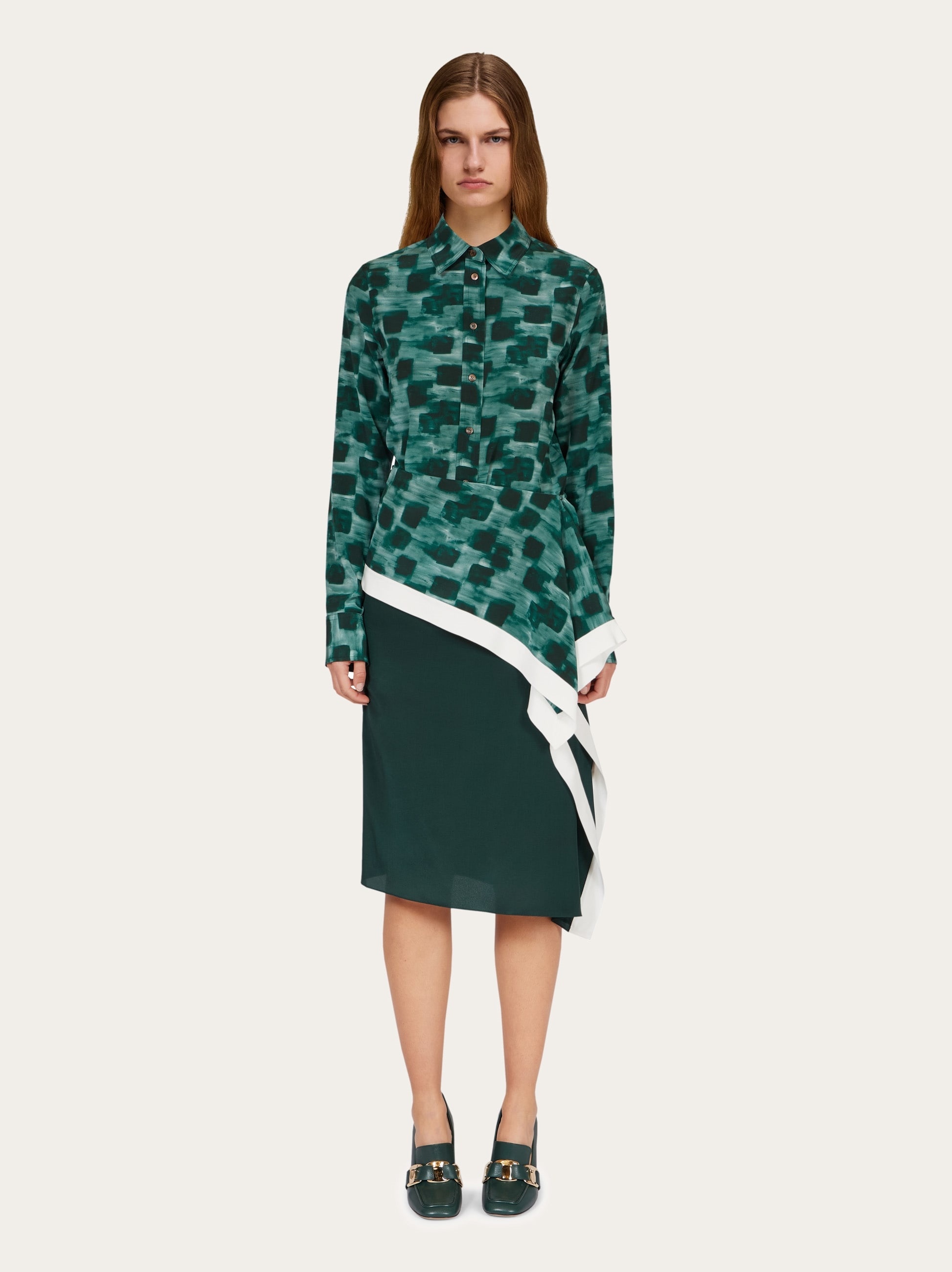 Asymmetric skirt with peplum detail - 5