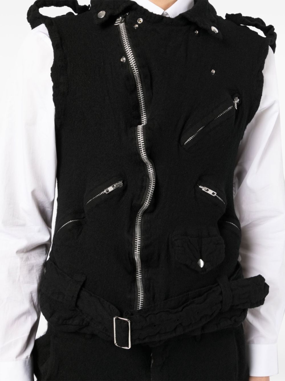zip-pocket wool vest - 5