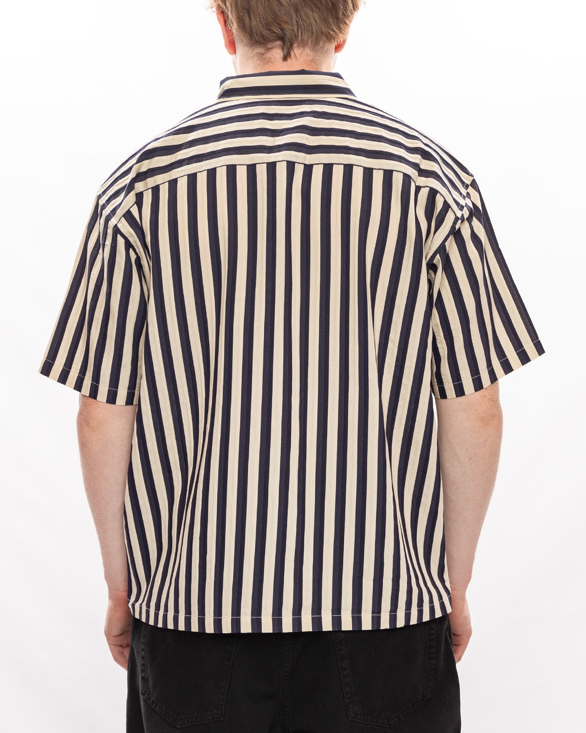 Flat Bottom Stripe Shirt 'Navy' - 3