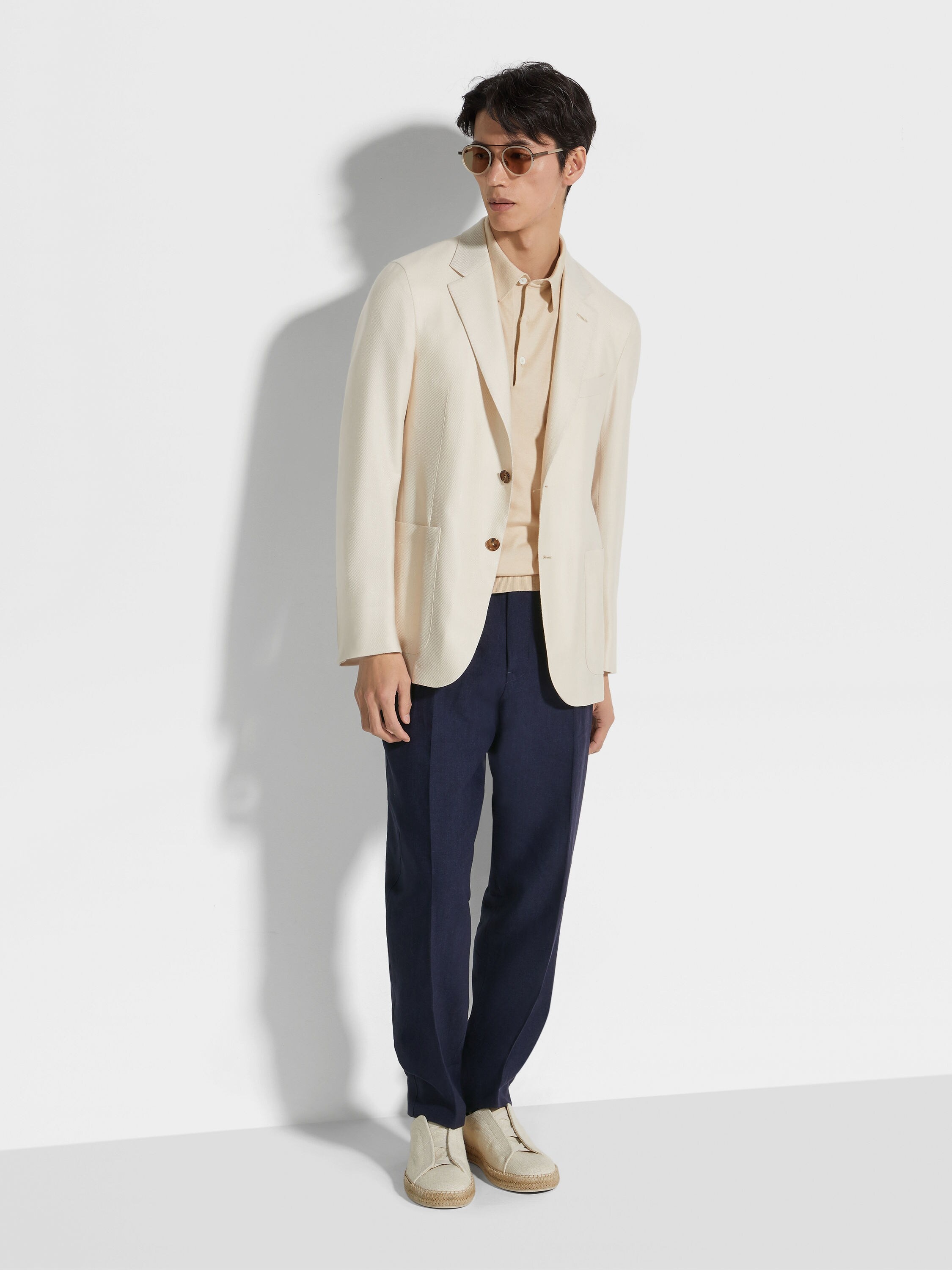 OFF WHITE CASHMERE SILK AND LINEN JACKET - 2