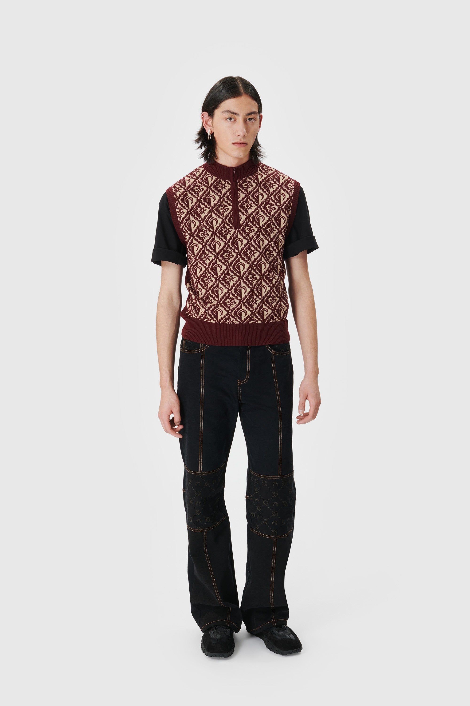 Moon Diamant Knit Jacquard Sleeveless Pullover - 2