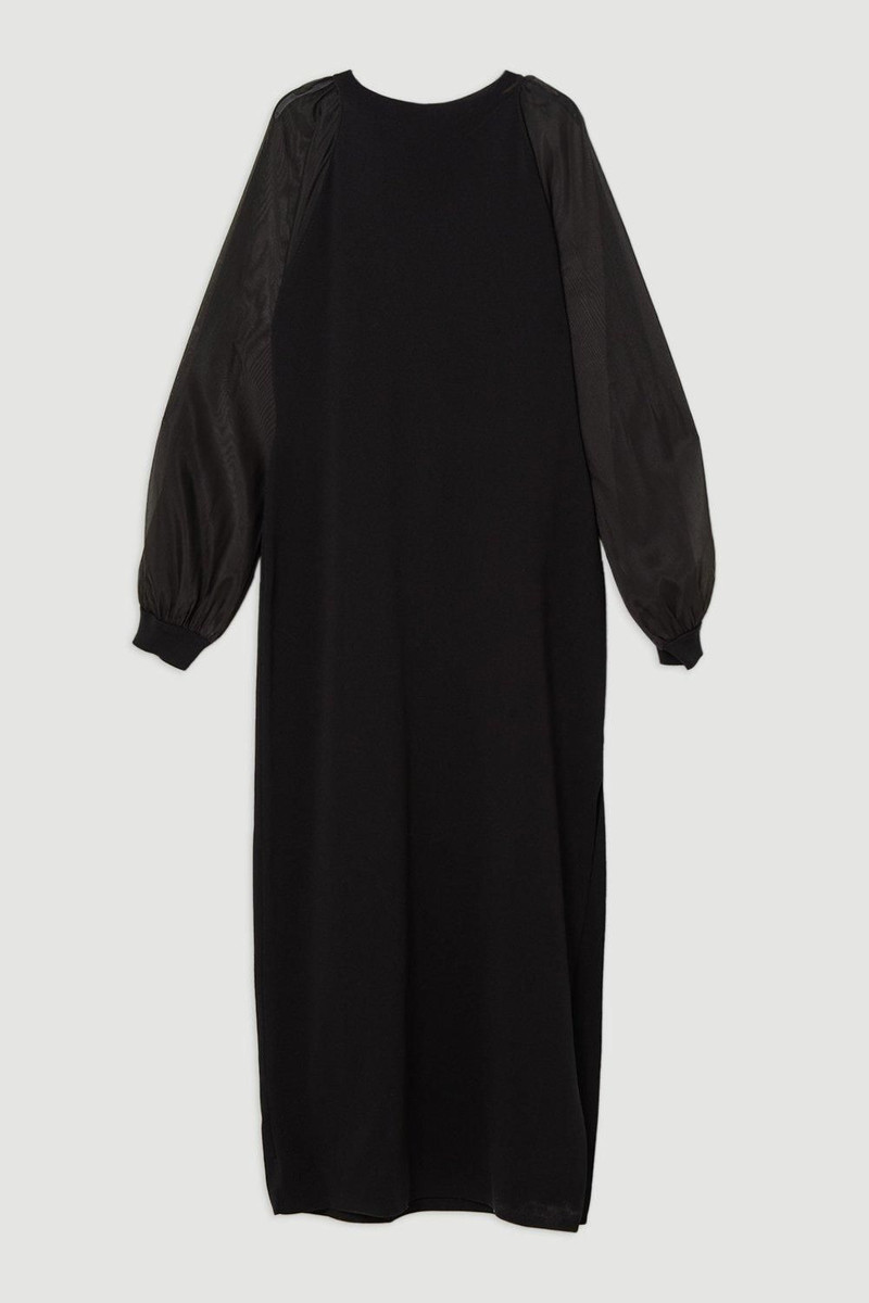 Viscose Blend Compact Knit Chiffon Sleeve Maxi Dress 4