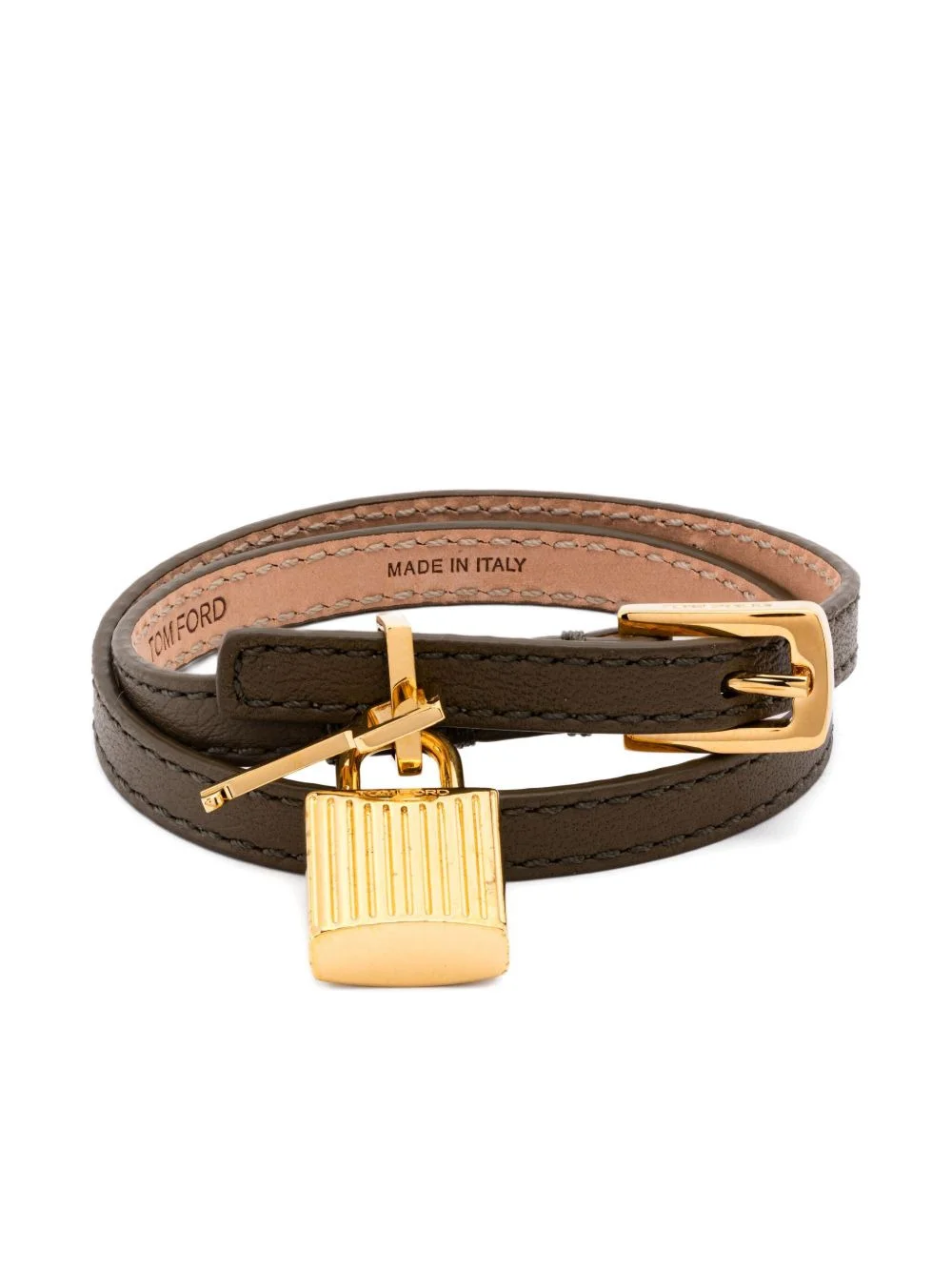 padlock leather bracelet - 1