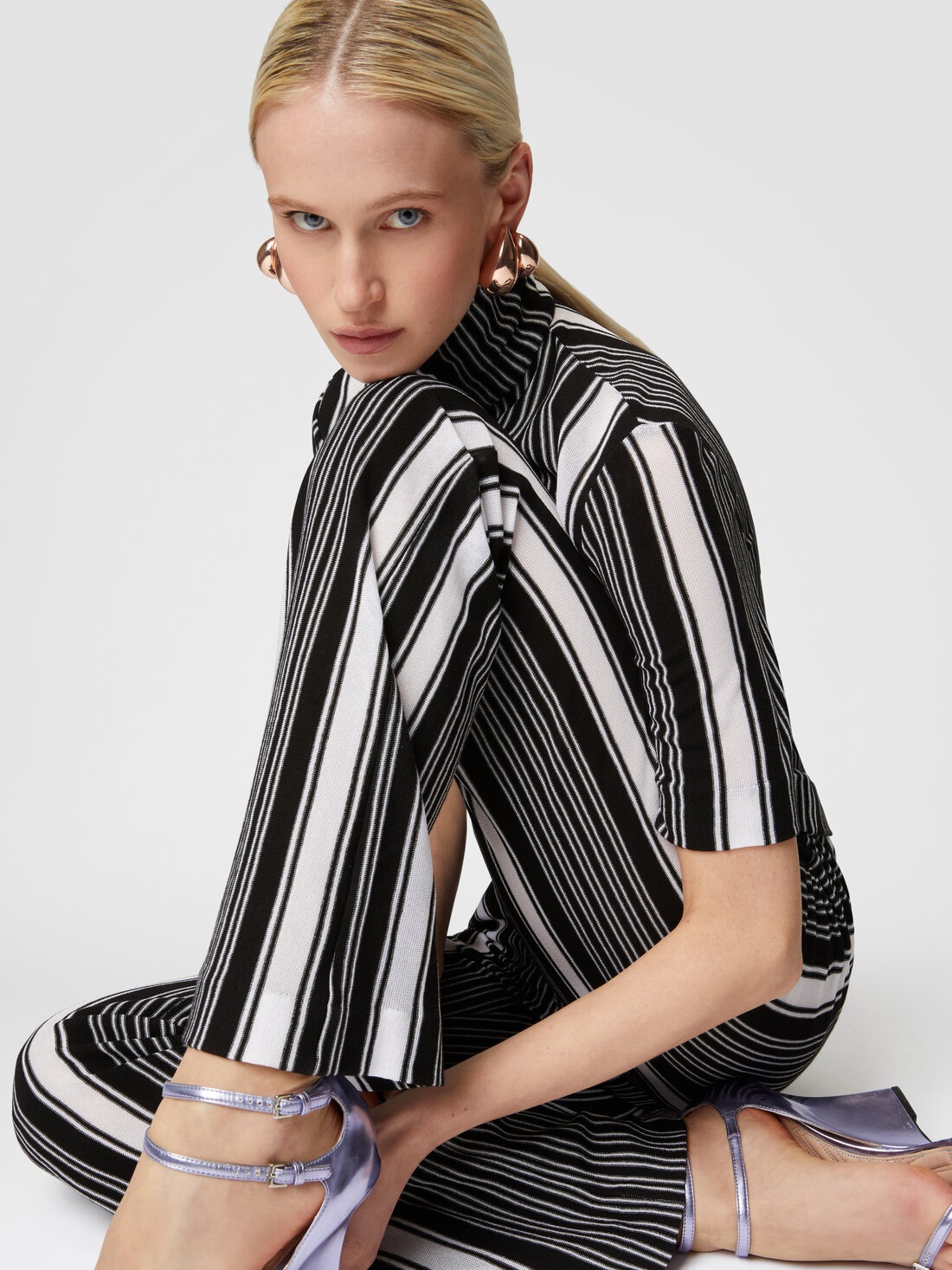 Straight striped trousers in cotton and viscose - 4