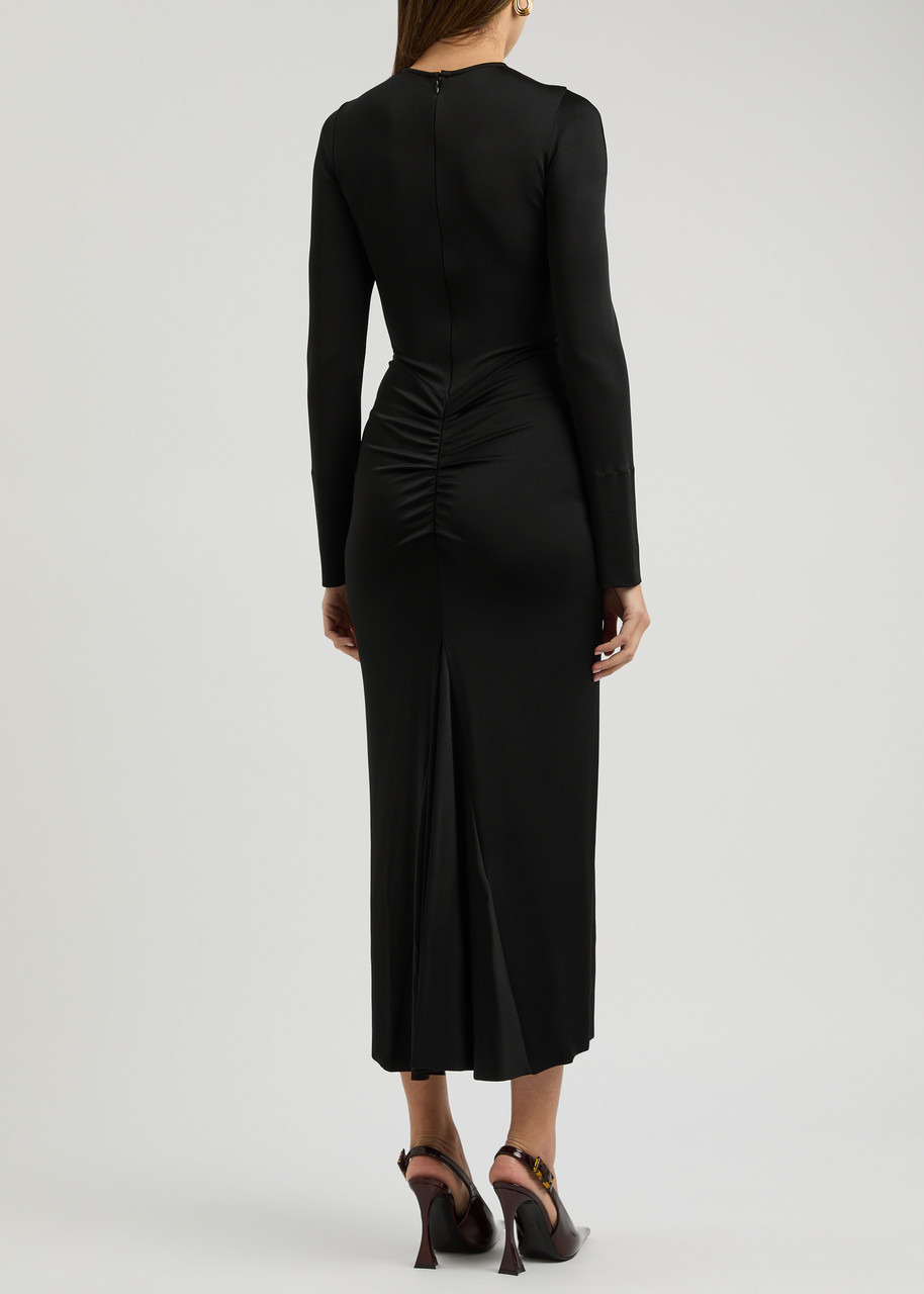 Victoria Beckham Gathered Satin-jersey Midi Dress - 3
