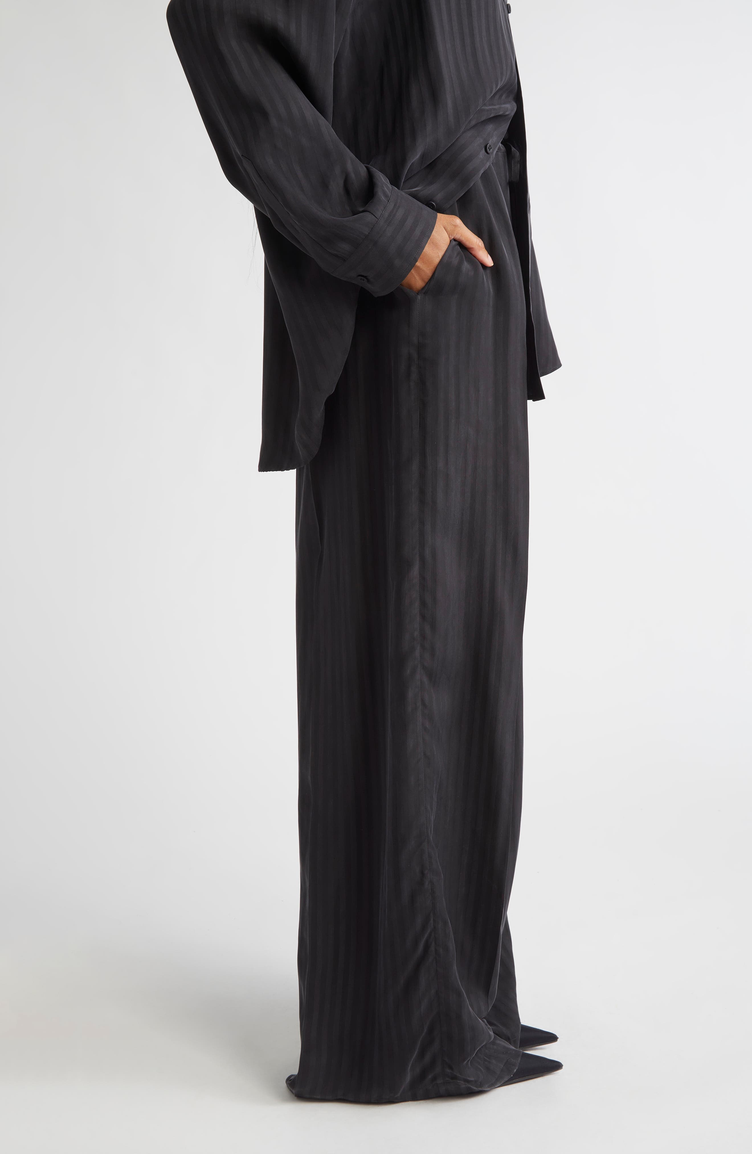 Balenciaga Fluid Cupro Tailored Pants in 1000 Black at Nordstrom - 4