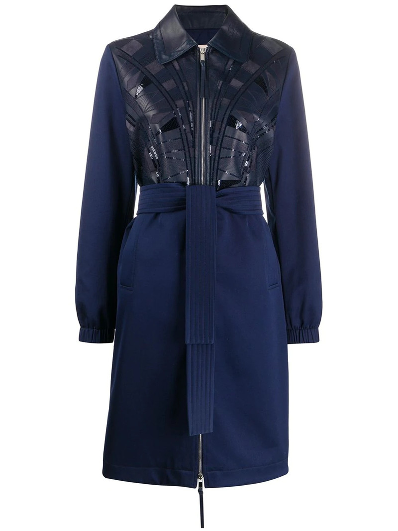 sequin-embellished panelled coat 1