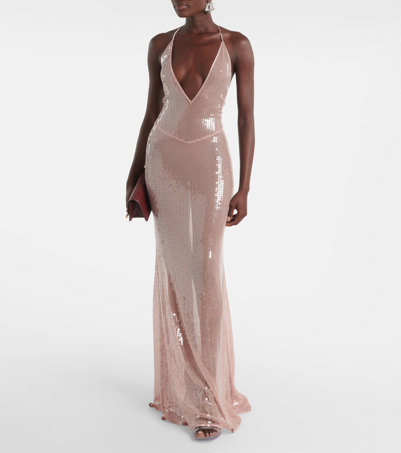 THE NEW ARRIVALS ILKYAZ OZEL Claudie sequined sheer maxi dress outlook