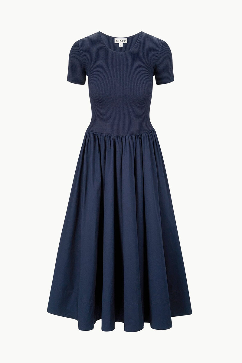 staud navy blue dress Staud, Cadence halterneck satin slip dress, Women, Blue, US 00, Dresses, Materialmix