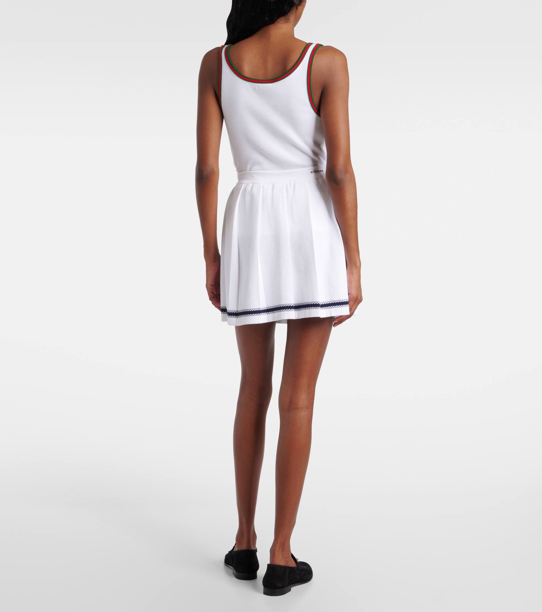 Intarsia pleated cotton-blend miniskirt - 3