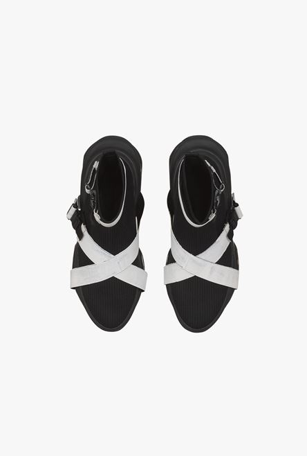 Black and white knit B-Bold high-top sneakers with straps - 4