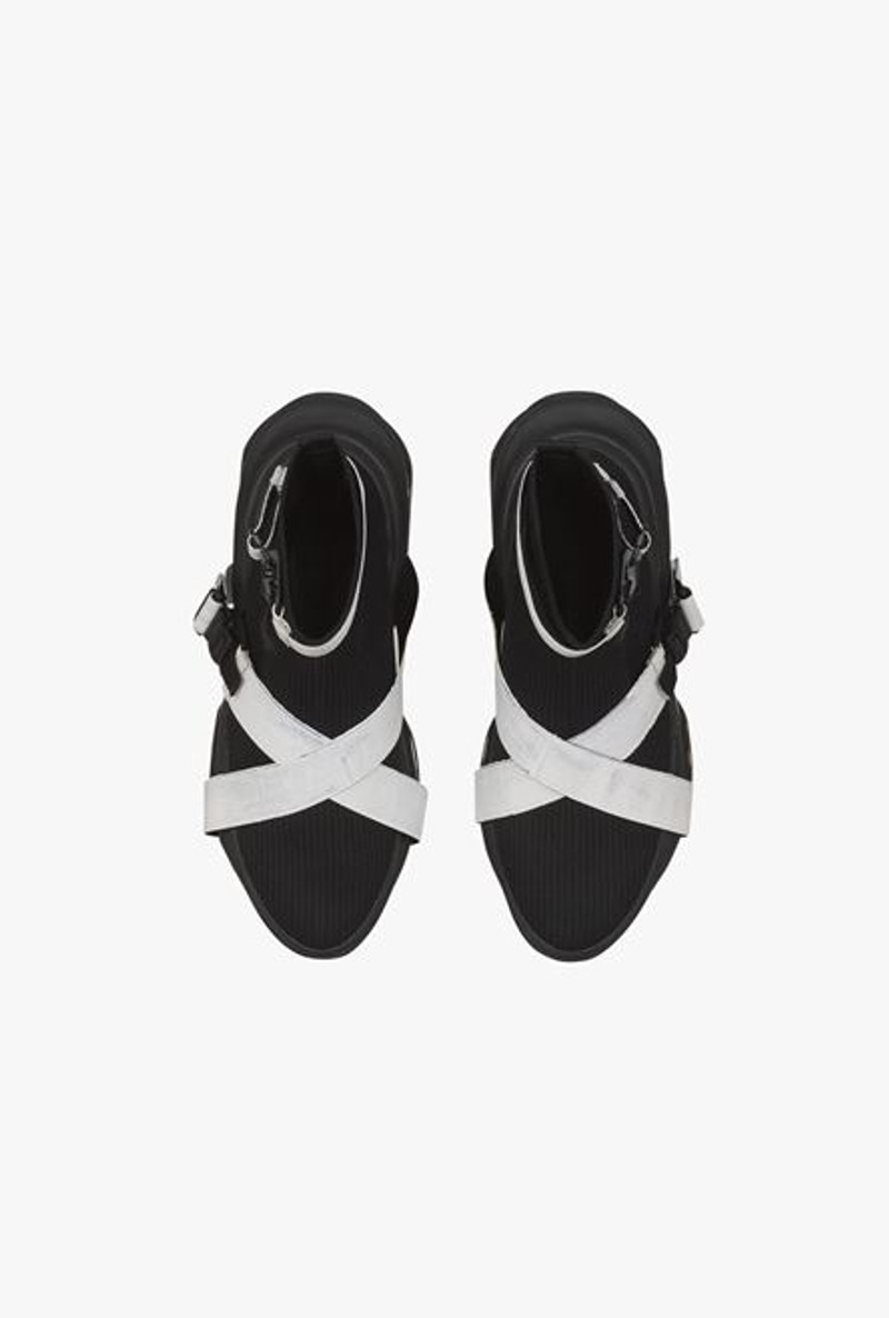 Black and white knit B-Bold high-top sneakers with straps 4