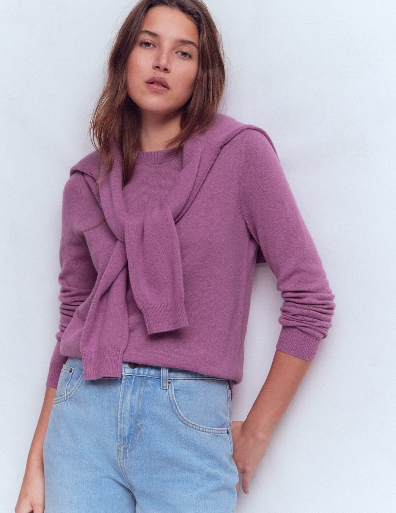 Eva Cashmere Crew Neck Sweater-Clover Purple 4