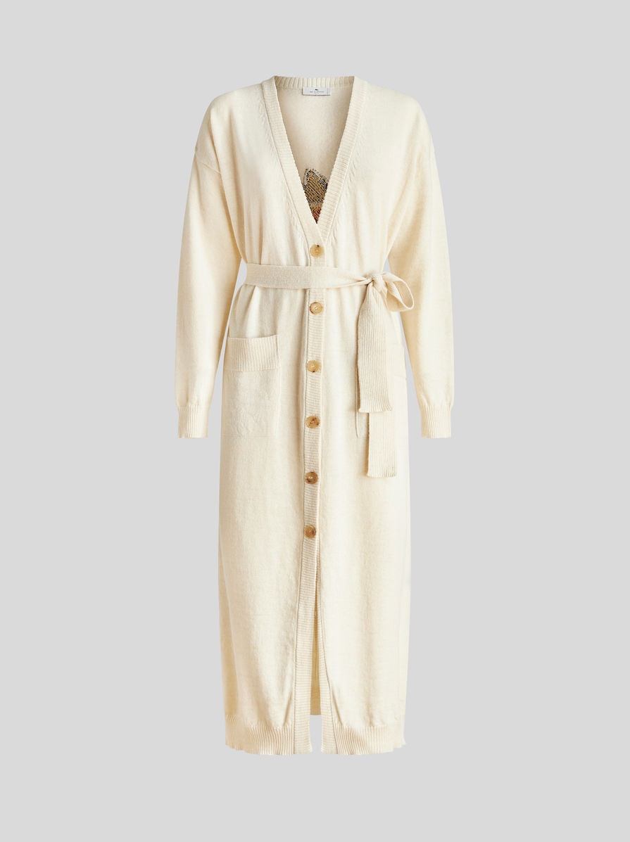 LONG CARDIGAN WITH INTARSIA - 1