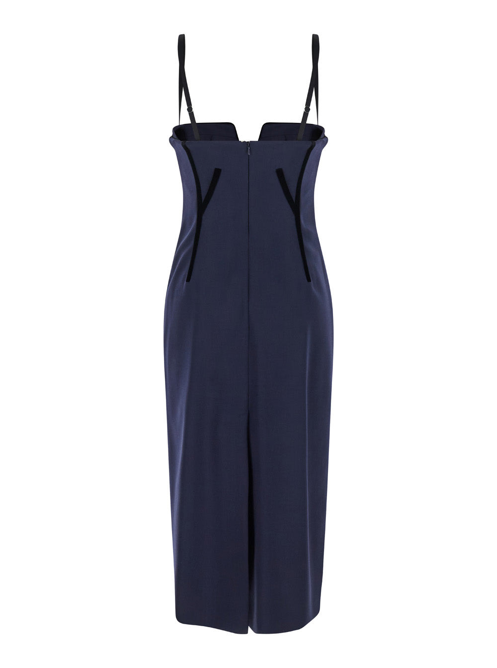 Sportmax Women 'Anemone' Blue Midi Dress With Bustier-Style Neckline And Rear Slit In Wool Blend Str - 2