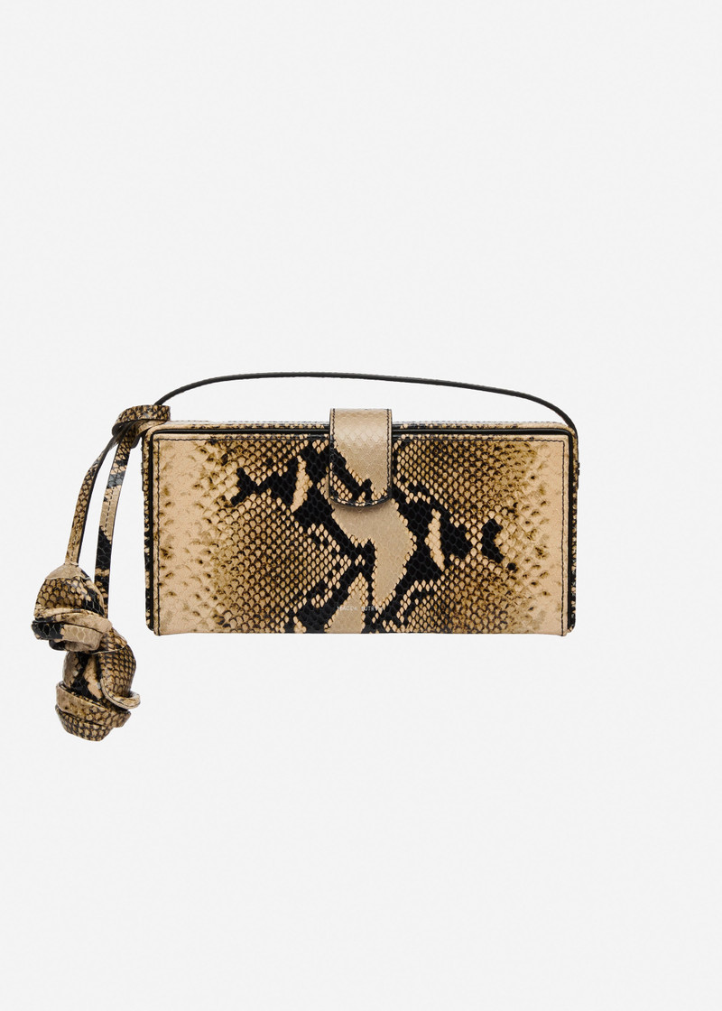 Apolonia bag in beige snake-effect leather 1