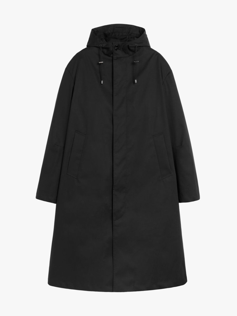 WOLFSON BLACK RAINTEC COTTON LONG HOODED COAT | GMC-110 1