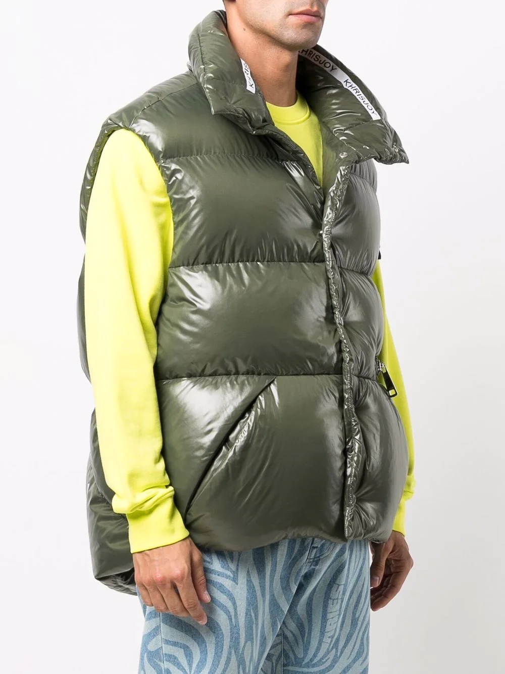 logo-trim puffer gilet - 3