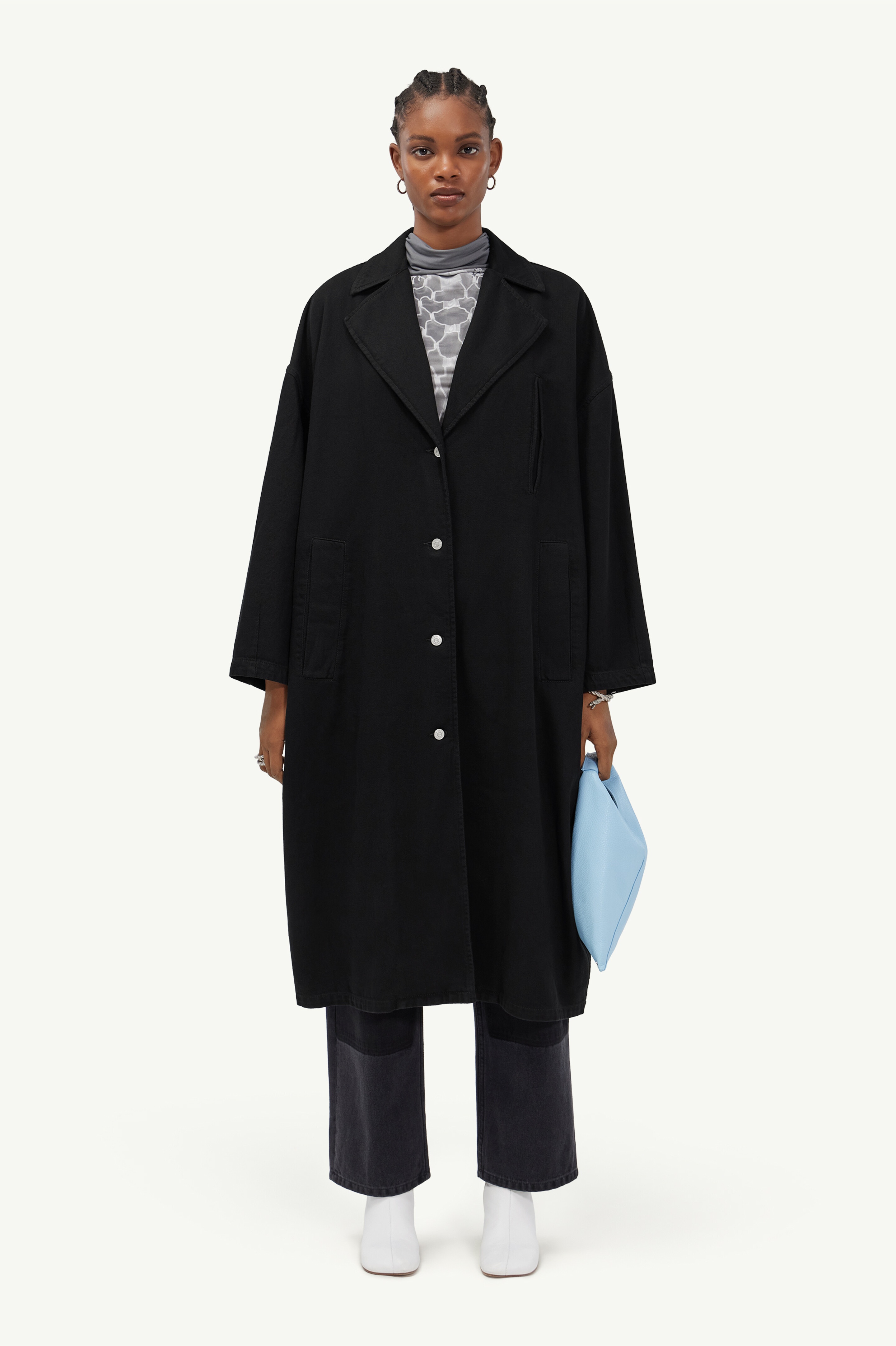 Oversized indigo denim coat - 2
