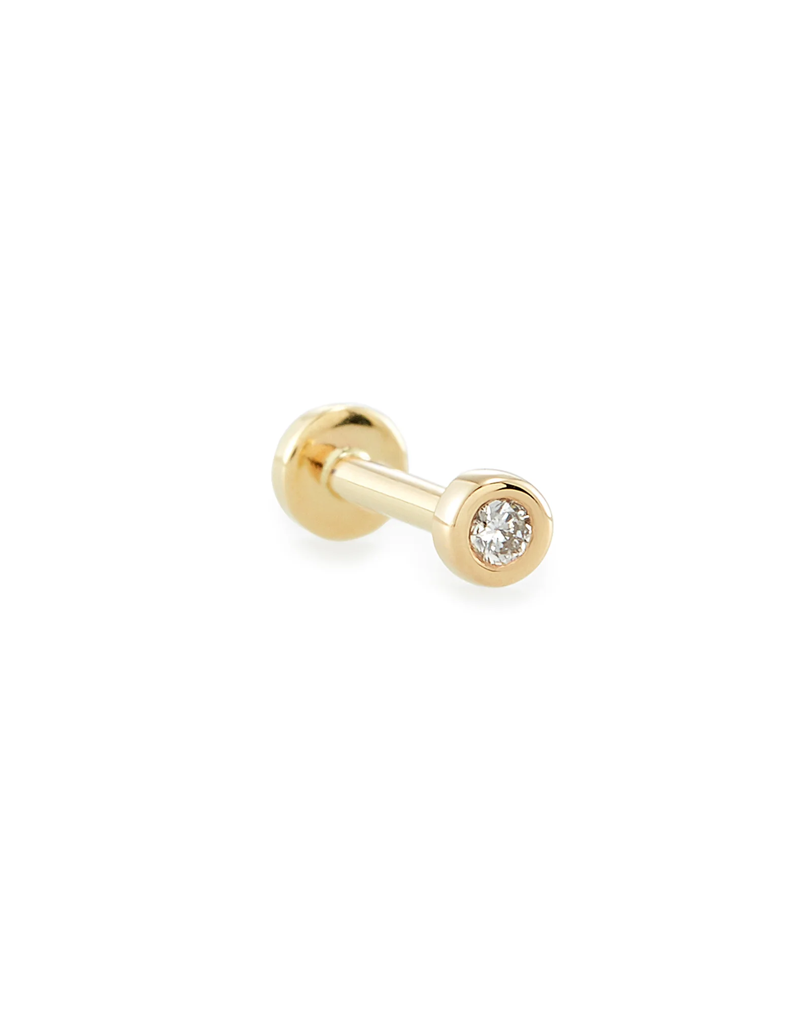 Reeve Mini 14K Yellow Gold Single Stud Earring in White Diamond - 1