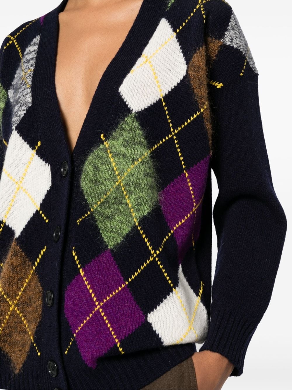 argyle intarsia-knit cardigan - 5