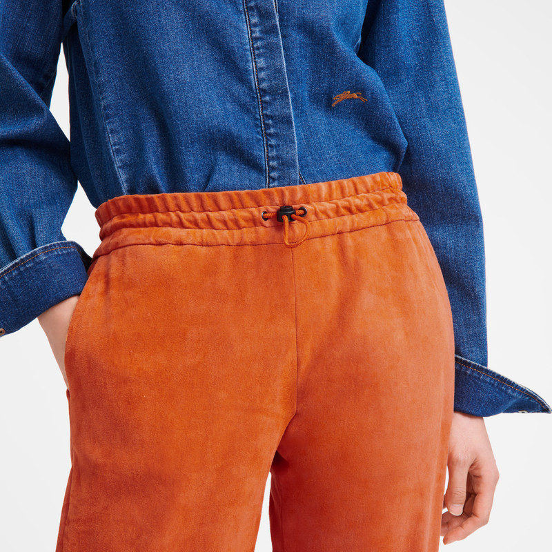 Leather straight pants Orange - Leather 3