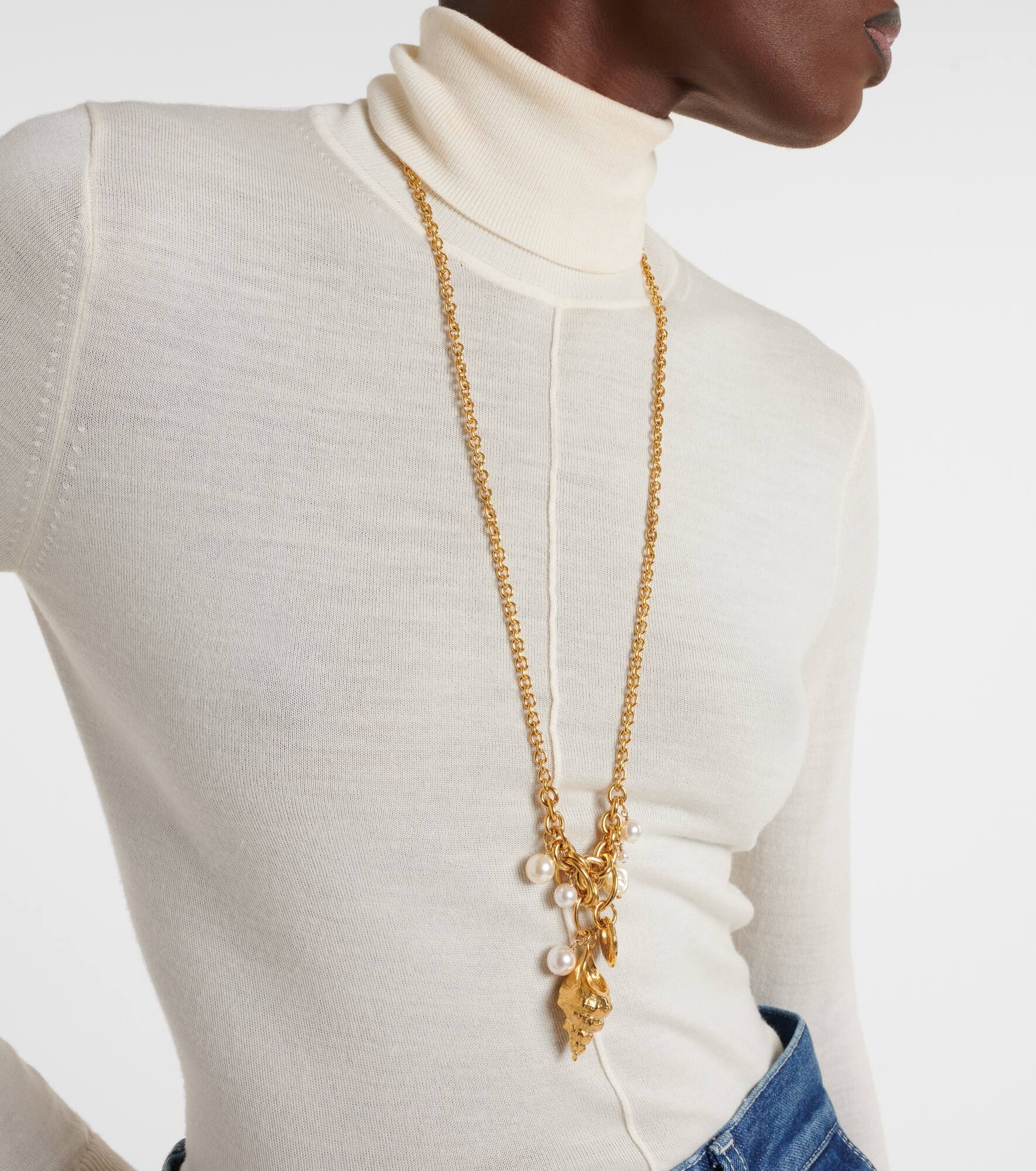 Faux pearl-embellished pendant necklace - 3