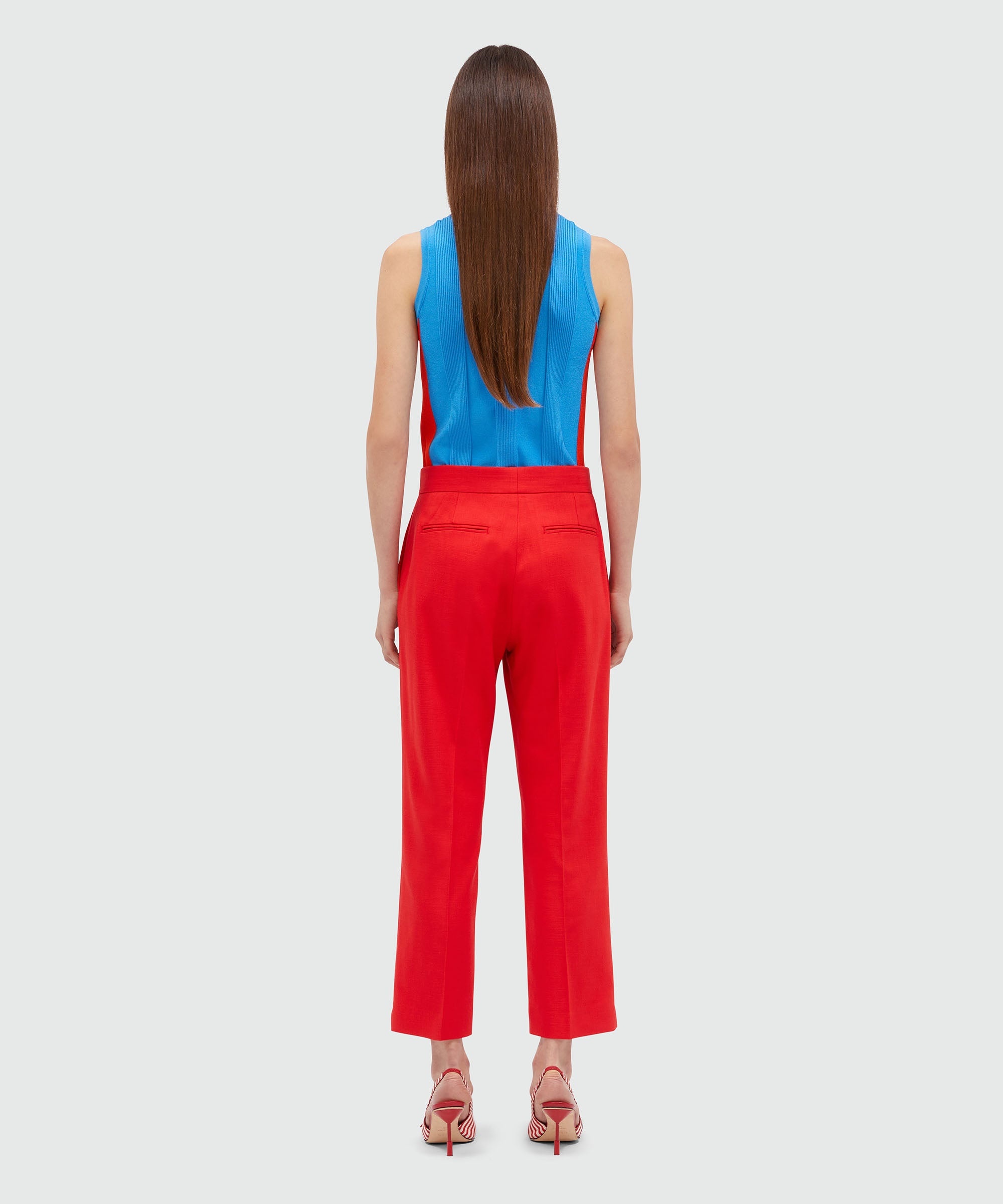 Red trousers in slub viscose canvas - 3