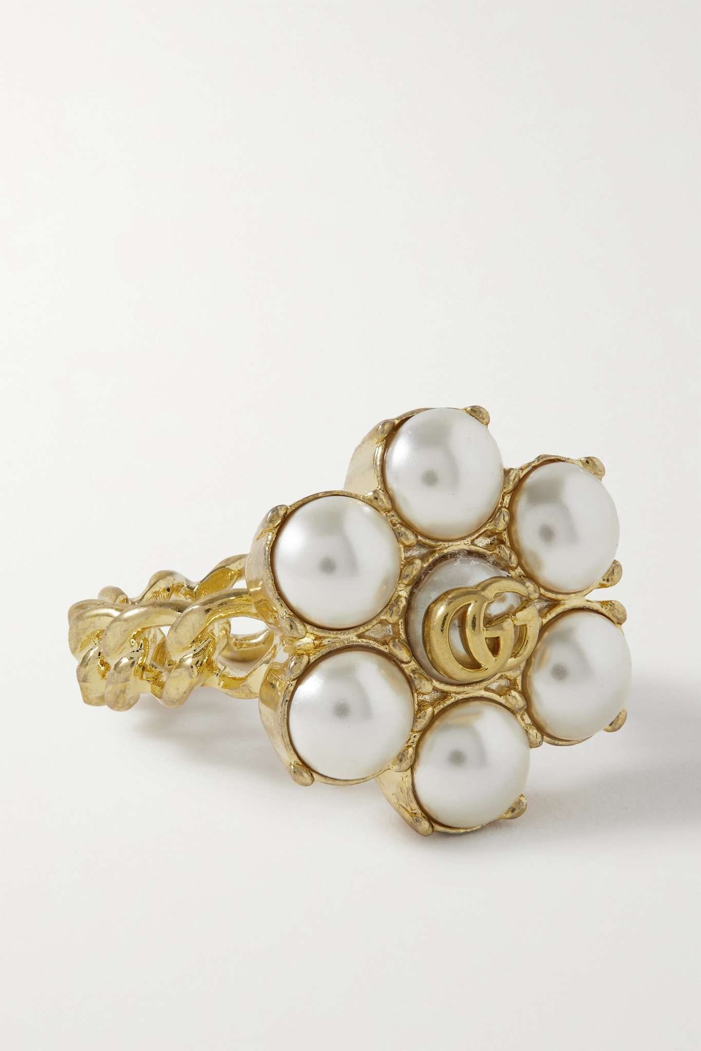 Gold-tone faux pearl ring - 1