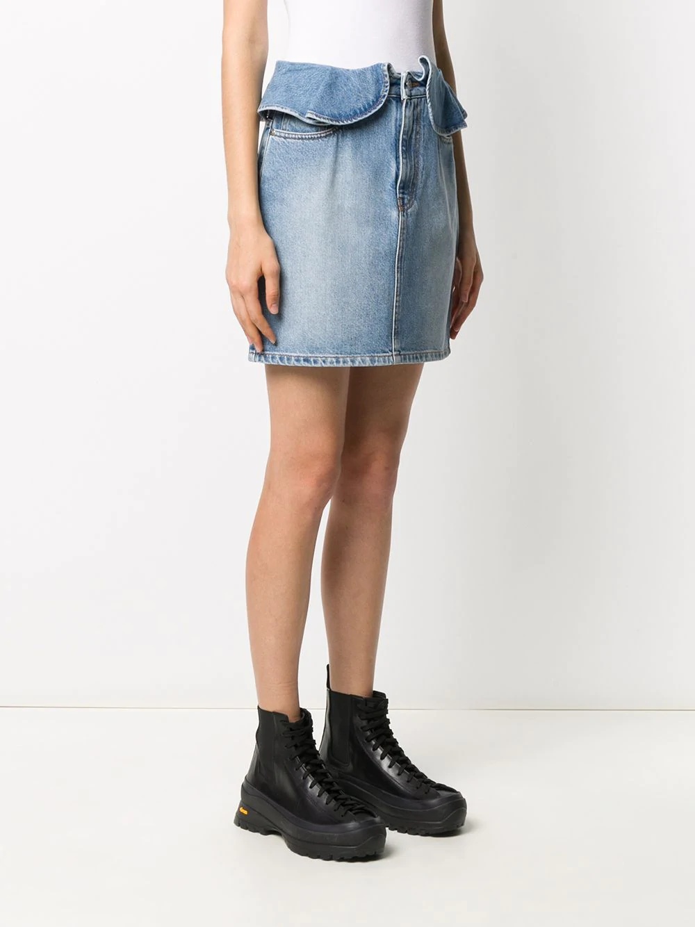 volant-detail denim skirt - 3